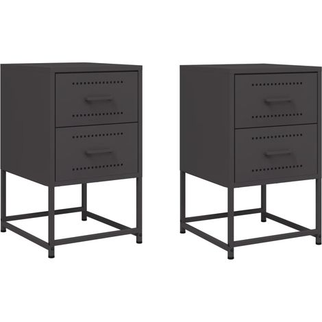 Maison Exclusive - Nachttische 2 Stk. Schwarz 36x39x60,5 cm Stahl