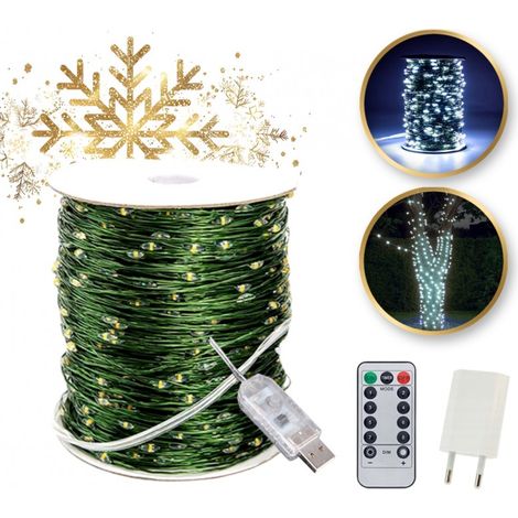 Luci natalizie per albero di Natale da esterno/interno, filo con 1000 LED, 100 m, luce bianca fredda LAMP35B