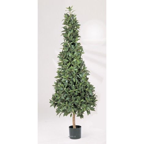 Laurier Pyramide artificiel luxe H 110 cm 1258 feuilles en pot - dimhaut: H 110 cm - couleur: Vert