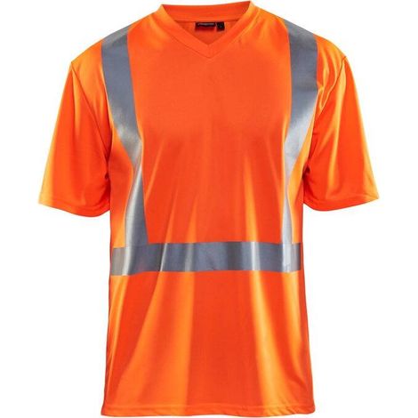 Maglietta da lavoro ad alta visibilità con scollo a V anti-UV e anti-odore 3382 - Arancione fluorescente XL (1/4)