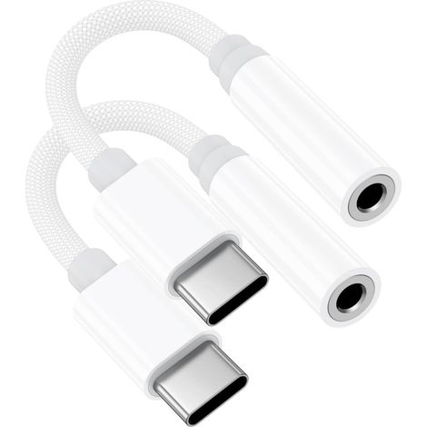 Lot de 2 Adaptateur USB C Jack [Certifié MFi] Adaptateur iPhone 15 16 Jack Adaptateur pour Écouteurs USB Type-c vers 3,5 mm Aux Casque DAC Compatible avec les séries iPhone 15/16, Samsung Galaxy, iPad (1/5)