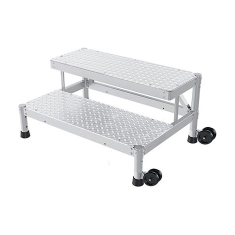 Trittleiter aluminium - 2 Stufen - Breite 1.50m – Seitenräder - MP2-150-RL