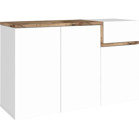 Scarpiera 3 Ante Battenti 1 Antina a Ribalta 120x40x80,1 cm Zet Bianco Lucido e Acero Pereira (1/4)