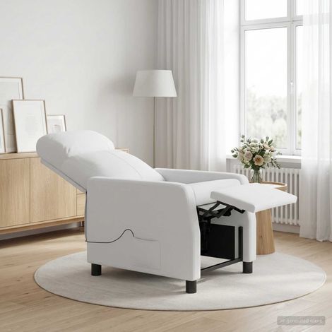 vidaXL Silla de masajes reclinable Blanco Tela (1/4)