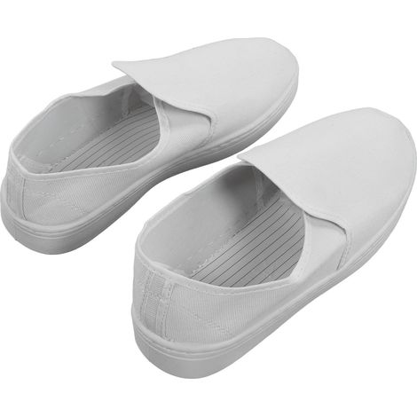 Chaussures antistatiques en PVC et toile, confortables et sécurisées pour atelier électronique sans poussière, blanches taille 45 (1/5)