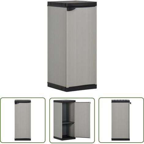 The Living Store Armoire de rangement de jardin 1 étagère Gris/noir 35x40x85 cm - Meuble De Jardin - Armoire De Rangement Extérieur - Rangement Jardin - Coffre De Rangement - Meuble Polypropylène (1/5)