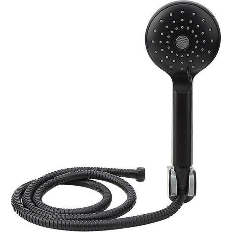 Pommeau de douche à main noir mat avec support et flexible, accessoires de salle de bain (1/5)