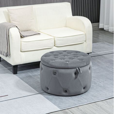 Pouf contenitore rotondo imbottito 60x40 cm OKMYHOME (1/3)