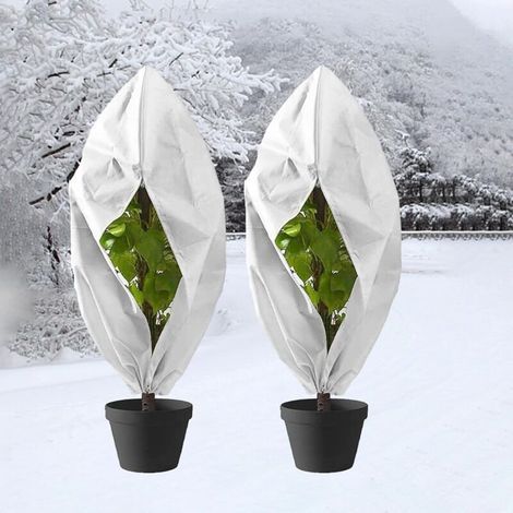 Voile Hivernage Plante Exterieur, 2 Pièces Voile d'Hivernage Housses de Protection pour Plantes avec Cordon de Serrage et Zipper, Housse d’Hivernage Plante Réutilisable (80x100cm)