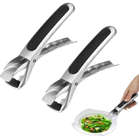2 Pièces Pince Attrape Plat Chaud, Antidérapante, Pinces Anti-Brûlure En Acier Inoxydable, Pince Air Fryer, Anti-Brûlure Bol Cli (1/5)