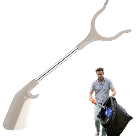 Outil de ramassage de déchets en Acier Inoxydable 16 Pouces, Pinces à déchets Portables Multifonctions Robustes pour Adultes, ramasseurs, Travailleurs l'assainissement, bâton