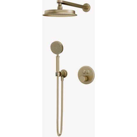 Colonne de douche thermostatique encastrable Doré brossé - Hera