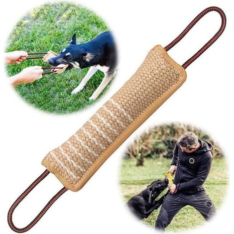 Jouet à mâcher pour chien en peluche de jute ultra-résistante, adapté aux chiens de taille moyenne. (1/3)