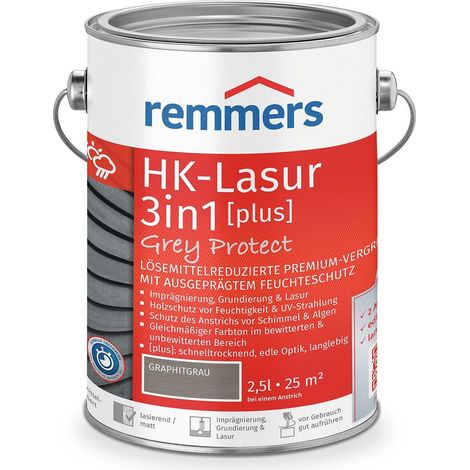 Remmers HK-Lasur 3in1 Grey Protect [plus] graphitgrau, matt, 2,5 Liter, Holzlasur, Premium Holzlasur außen, natürliche Grautöne, 3in1 Holzschutz (1/5)