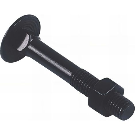 Boulon tête ronde collet carré 6 x 50 mm TRCC Zingué noir - Boite de 200 pcs - Fixtout BTRCC0605006B