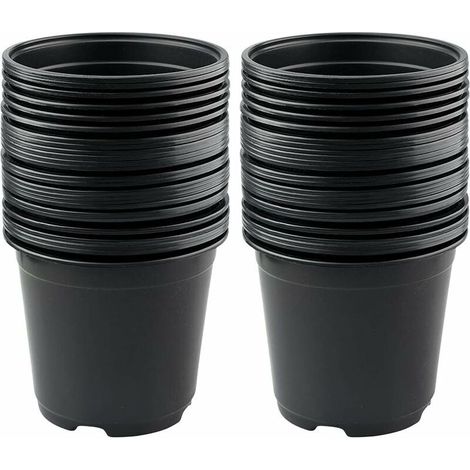Lot de 50 Pots Plastique Noir 15 cm, Récipients Succulentes et Boutures, Culture Légumes et Plantes Intérieures, Résistants zhuoxuan (1/5)