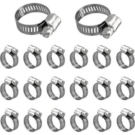 20 Pièces Tuyau Pinces Collier Serrage Inox 13-19 Mm Réglable Collier Serrage Collier De Serrage Robuste Et Résistant À La Rouille Pour Famille Tuyau D'eau Réservoir De Gaz Tube D'automobiles (1/5)