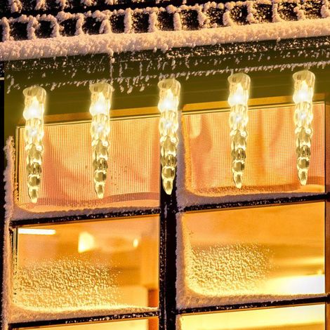 Jopassy 5M 40 LED Ghiaccioli, 2X Luci a Tenda per Interni ed Esterni, 8 Modalità IP44 Impermeabile - Bianco Caldo (1/5)