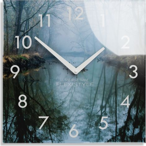Moderne, geräuschlose Wanduhr River (1/4)