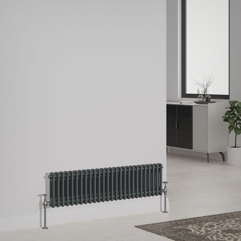 Traditional Cast Iron Style Radiator Anthracite Central Heating Rads Horizontal 2 Column 300x1190mm (1/5)