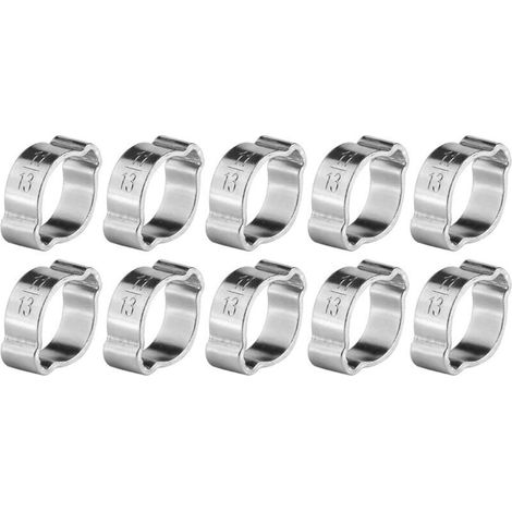 10 colliers de serrage à deux oreilles en fer galvanisé zingué 5-23 mm pour tuyaux d'essence (11-13 mm) (1/5)