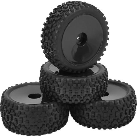 Vorder- und Hinterreifen und Felgen für 1/10 Offroad-RC-Cars mit 12-mm-Sechskantköpfen – Schwarze Ersatzteile (1/5)