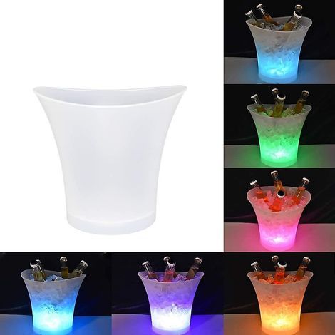 Nevera portátil de 5 litros para champán con iluminación LED, diseño curvo, iluminación de color automática, resistente al agua (IP65). (1/2)