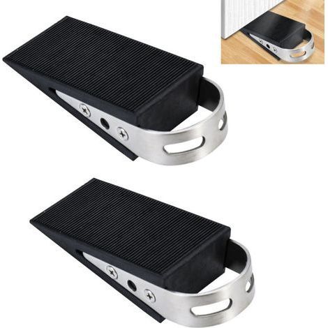 2 pieces soft rubber door wedge, non-slip floor door block, ultra-resistant non-slip rubber door stop, solid door stop, for balcony, kitchen, office, hotel (black) (1/5)