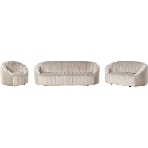 Sofa Set 6-Sitzer MALUNG Samtstoff Beige