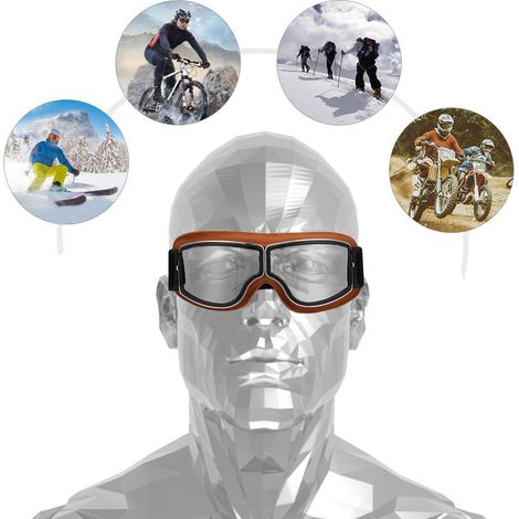 Lunettes de protection anti-buée pour moto, scooter et vélo (verre clair) (1/5)