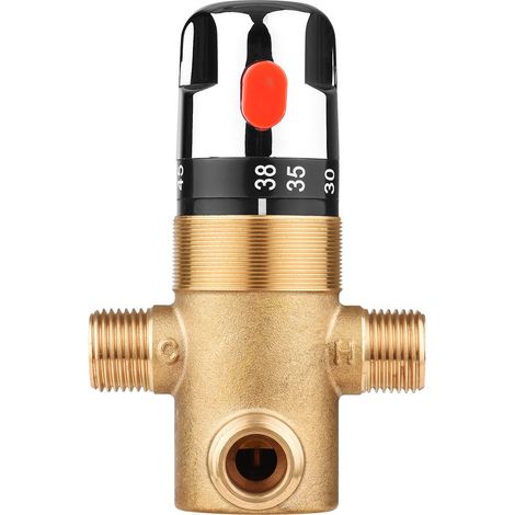 Thermostatische Duscharmatur aus Messing G1/2, Dreiwege-Mischventil für Solaranlagen, Wasserleitungen, Badewannen und Küchen. (1/5)
