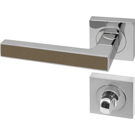 Poignée de porte d'intérieur Premium chrome à condamnation Cuir Lichen - Reivilo (1/3)