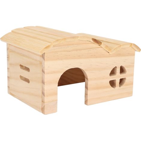 Bissfestes Hamsterhaus aus Holz, bodenlose Bambushütte für Hamster, Goldbären und Kleintiere (1/5)