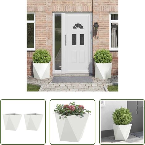 Terrassenpflanzer - Pflanzkübel 2 pcs Weiß 50 x 50 x 50 cm Stahl (1/5)