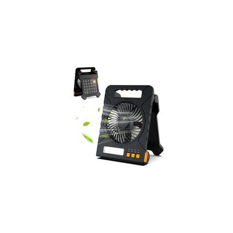 Solarbetriebener Campingventilator mit LED-Licht, 4000-mAh-Akku (kabellos aufladbar), tragbar, mit Powerbank, Timer, leiser Tischventilator für Zelte (1/3)
