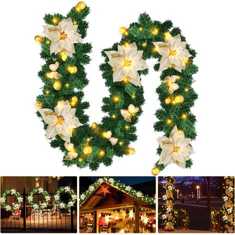 Randaco LED Weihnachtsgirlande 2,7 m, 50 LED warmweiß, Batteriebox, goldene Weihnachtsdeko (1/5)