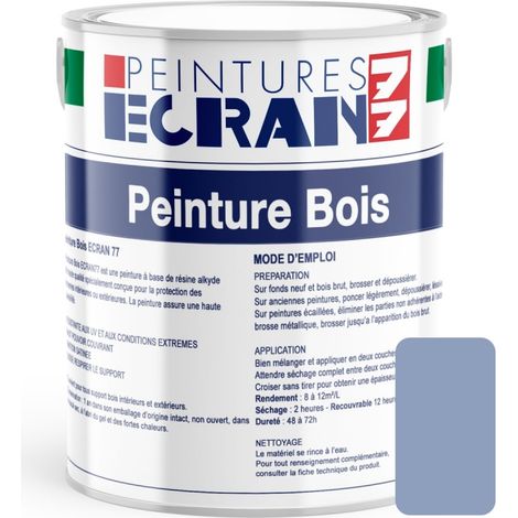 Peinture bois professionnelle, satin, peinture opacifiante, sans odeur, protège, décore, intérieur, extérieur ECRAN77 8E9FBC 1 litre (1/3)