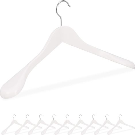 Cintre épaule Large, Set de 10, Cintre en Bois, Vestes, Costumes, Crochet 360°C, Blanc (1/5)