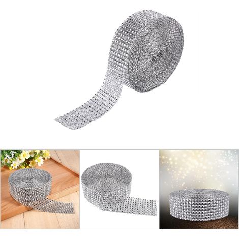 10 Meter langes Strass-Netzband, Diamantkristallrolle für Kunst- und Bastelprojekte, silberfarben (1/5)