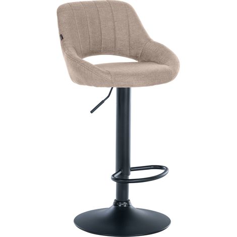 Taburete de bar regulable en altura x1 en tejido topo con respaldo calado y base de metal negro 100005727 (1/5)