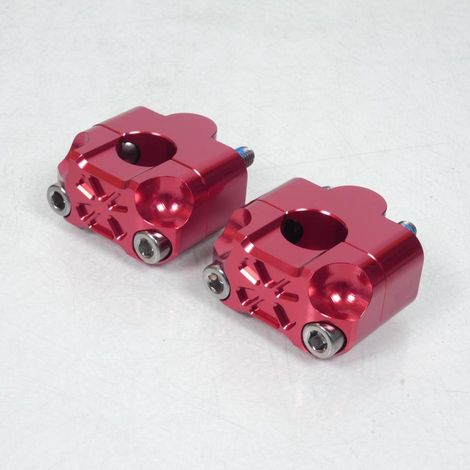 Paire pontet de guidon universel Rouge Ø22mm réhausse 22mm 3AS (1/4)