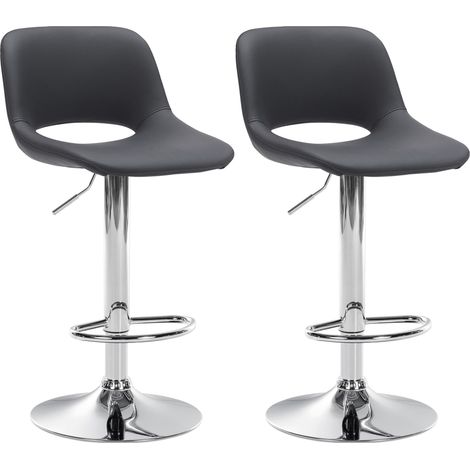 Taburetes altos x2 con reposapiés en PVC negro con base de metal cromado 100004062 (1/5)