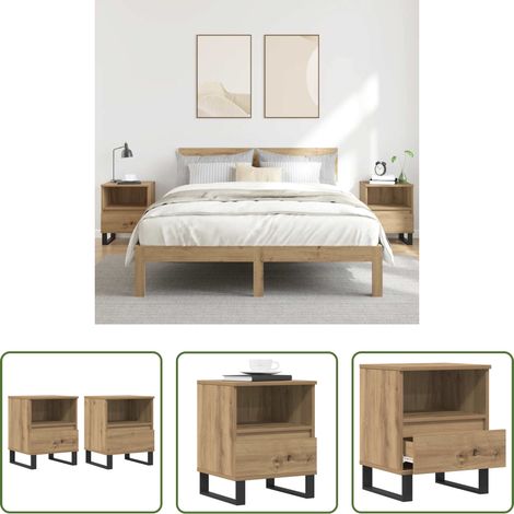 Nachttisch Holz - Nachttische 2 Stk. Artisan-Eiche 40x35x50 cm Holzwerkstoff (1/5)