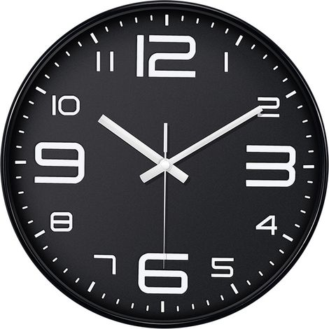 30 cm Wanduhr, elegantes, modernes, geräuschloses Quarzwerk, batteriebetrieben, rundes Design für Zuhause oder Büro