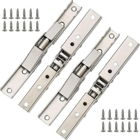 Set mit 4 90-Grad-Klappscharnieren, Türscharnieren, unsichtbaren Halterungen, Tischgestellen, Möbelkomponenten, dünnen, unsichtbaren Scharnieren.