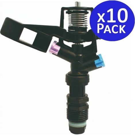 Set de 10 Irrigatore a pulsazione, irrigatore per prato, irrigatore circolare agricolo 1/2'', portata da 8,5 a 12 m, VYR002600 (1/4)