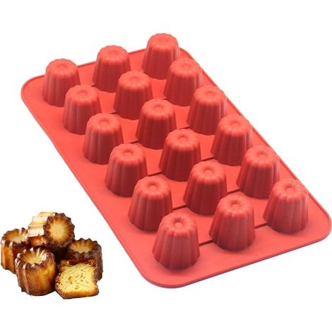 Moule à Cannelé en Silicone 18 Mini Cannelé - Hauteur 40mm, Ø35mm,1 piece (18)