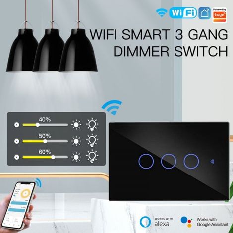 A2ZWORLD Interruttore Da Incasso Scatola 503, Touch Nero, WIFI 2.4G Matter, TUYA, Smart Life,Apple Home, Google Home, Alexa, SmartThings, 10A, AC 90-250V, 50/60HZ, 120X72X38mm, IP20,Disponibili 1,2,3 