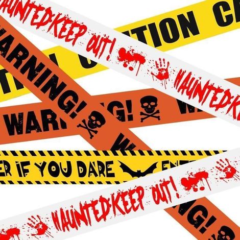 Ensemble de 4 rouleaux de ruban adhésif décoratif multicolore pour Halloween (sur le thème des zombies), ruban de signalisation de danger. (1/3)