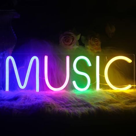 Enseigne lumineuse lumineuse musicale au néon pour décoration murale, lettres colorées en néon L (1/4)